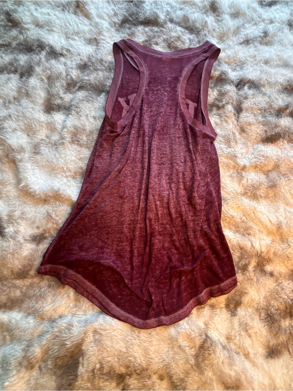 PINK Victoria's Secret Washed Burgundy Tank with White Label - Picture 2 of 7
